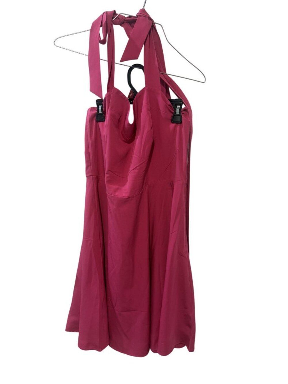 Hanpceirs Size Extra Large (XL) Pink Halter Neck Midi Dress with Tie Straps